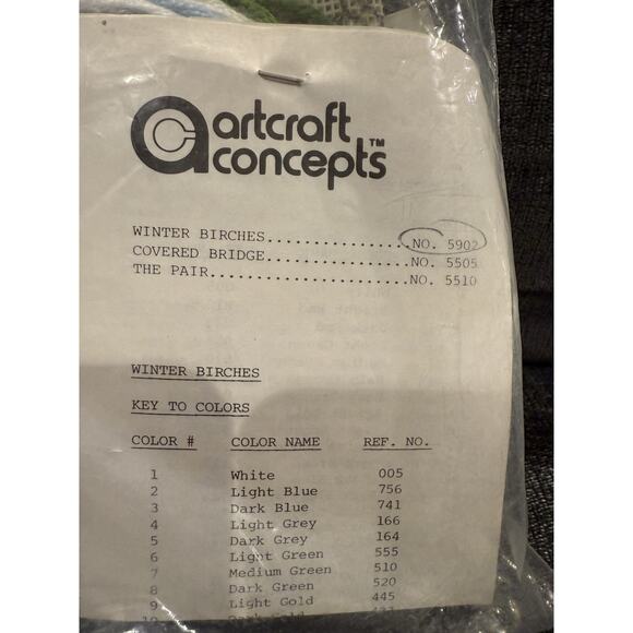 Artcraft Concepts "Winter Birches" 5902 Needlepoint Crewel Kit Vintage - Picture 3 of 4